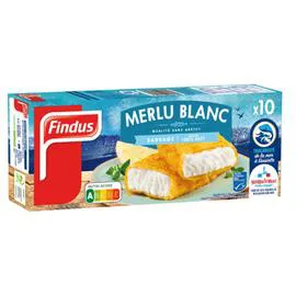 FINDUS Poisson pané tranches de merlu blanc 100% filet msc 10x51g