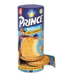 LU, PRINCE Biscuits fourrés à la vanille au blé complet 300g