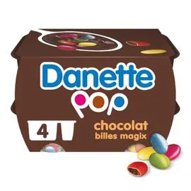 DANONE, DANETTE POP Crème dessert chocolat avec billes chocolat 4x120g