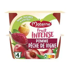 MATERNE Compotes Pomme Pêche de vigne 4x100g