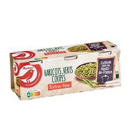AUCHAN Haricots verts extra fins coupés 3x110g