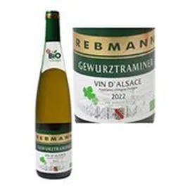 MARQUE REPÈRE, REBMANN AOC vin blanc Gewurztraminer Alsace Bio 75cl