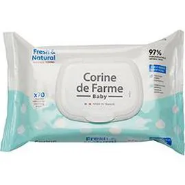 CORINE DE FARME Lingettes bébé nettoyantes Fresh & Natural peaux sensibles x70 