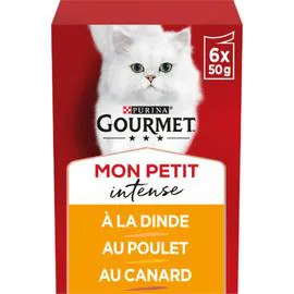 PURINA, GOURMET Pâtée pour chat canard/poulet/dinde 6x50g