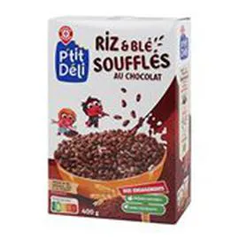 MARQUE REPÈRE, P'TIT DÉLI Céréales soufflé Au chocolat 400g