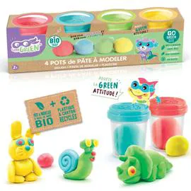 CANAL TOYS Pâte à modeler Bio 4 pots Super Green l'unité