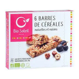 BIO SOLEIL Barres Noisette Raisin Bio 125g