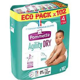 POMMETTE Couches Agility Dry, taille 4 : 7-18 kg x102