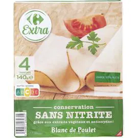 CARREFOUR EXTRA Blanc de poulet Sans Nitrite 140g