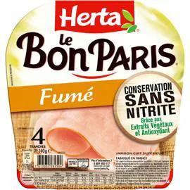 HERTA Jambon blanc fumé conservation sans nitrite Le Bon Paris 140g