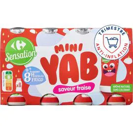 CARREFOUR SENSATION Yaourts à boire saveur fraise 8x100g