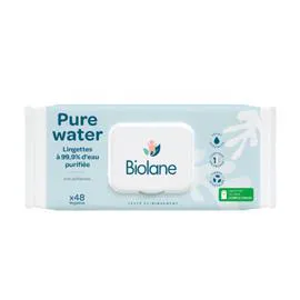 BIOLANE Lingette À Eau Purifiée Non Parfumées Pour Peaux Sensibles x48 