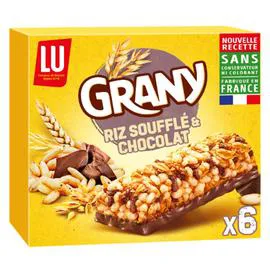 LU, GRANY Barres de céréales au riz soufflé et au chocolat 125g