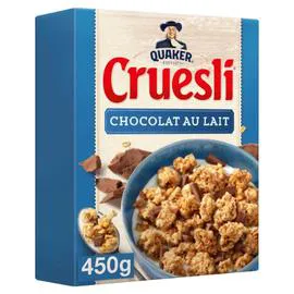 QUAKER, CRUESLI Céréales chocolat au lait 450g
