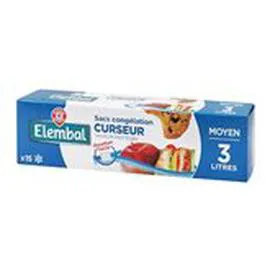 MARQUE REPÈRE, ELEMBAL Sacs de congélation Curseur moyen x15