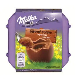 MILKA Oeufs coques au chocolat au lait fourrés crème au lait et cacao 136g