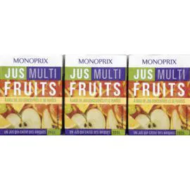 MONOPRIX Jus multifruits à base de jus concentrés et de purées 6x20cl