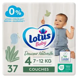 LOTUS BABY Couches bébé taille 4 : 7 - 12kg douceur naturelle x37