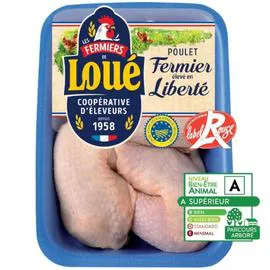 FERMIERS DE LOUÉ Cuisses de poulet blanc Label Rouge 900g