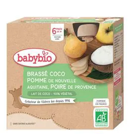 BABYBIO Brassé coco, pomme d'Aquitaine, poire, dès 6 mois 340g