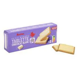AUCHAN Petits beurre avec tablette de chocolat blanc, sachets fraîcheur 150g