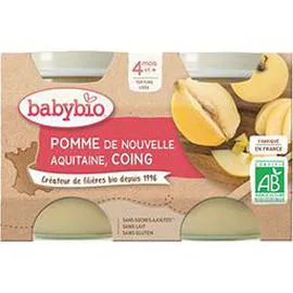 BABYBIO Compote bébé - 4 mois Pomme / Coing 2x130g