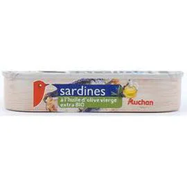 AUCHAN Sardines à l'huile d'olive extra bio 115g