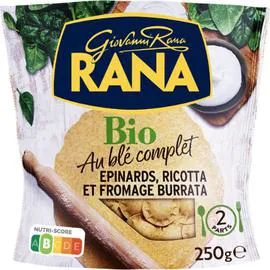 RANA Pâtes fraîches Ravioli Bio Blé Complet Epinards Ricotta et Fromage Burrata 250g
