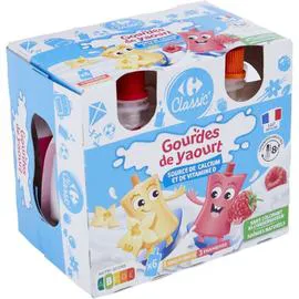 CARREFOUR CLASSIC' Yaourt en gourde framboise vanille 6x90g
