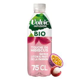 VOLVIC Eau infusée hibiscus litchti passion Bio 75cl