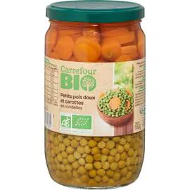 CARREFOUR BIO Petits pois carottes bio en rondelles 420g