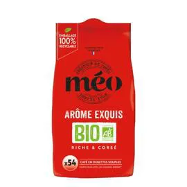 MÉO Café bio en dosettes souples arôme exquis riche et corsé x54
