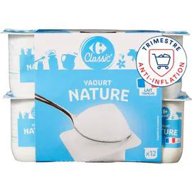 CARREFOUR CLASSIC' Yaourt nature 12x125g