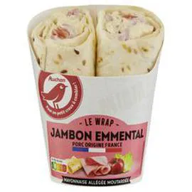 AUCHAN Wrap jambon emmental mayonnaise allégée moutardée 190g