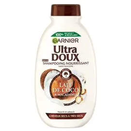 GARNIER, ULTRA DOUX Shampoing Nourissant Cheveux Secs Lait de Coco 300ml