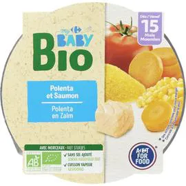 CARREFOUR BABY Plat bébé bio polenta saumon dès 15 mois 250g