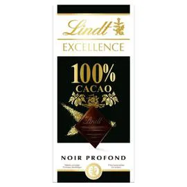 LINDT, EXCELLENCE Chocolat noir 100% Cacao 50g
