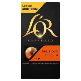 L'OR, ESPRESSO Café capsules Compatibles Nespresso delizioso intensité 5 10x5,2g