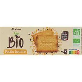 AUCHAN BIO Biscuits petit beurre riches en céréales, sachets fraîcheur 167g