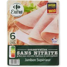 CARREFOUR EXTRA Jambon supérieur Sans Nitrite 210g