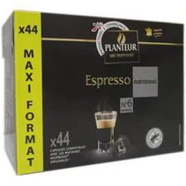 PLANTEUR DES TROPIQUES Capsules de café compatibles Nespresso Espresso Fortissimo intenisté 6 x44