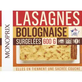 MONOPRIX Lasagnes bolognaise, surgelées 600g