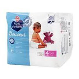 MARQUE REPÈRE, MOTS D'ENFANTS Couches bébé T4 Douceur - 7/18kg - x74 changes x74
