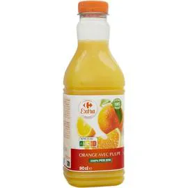 CARREFOUR EXTRA Jus d'orange 100% pur jus avec pulpe 90cl