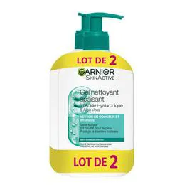 GARNIER SkinActive Gel Nettoyant Apaisant à l'Acide Hyaluronique & Aloe Vera 2x250ml