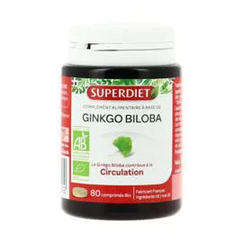 SUPER DIET Complément Alimentaire Ginkgo Biloba Bio Comprimé x80 32g