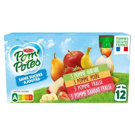 MATERNE, POM'POTES Compote assortiment s/sucres ajoutés 12x90g
