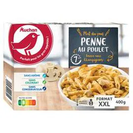 AUCHAN Penne poulet et champignon XXL 400g