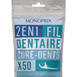 MONOPRIX Fil dentaire 2en1 l'unité