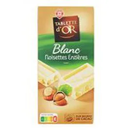 MARQUE REPÈRE, TABLETTE D'OR Chocolat blanc Noisettes entières 200g